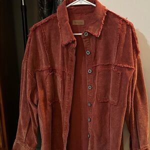 Umgee Terracotta Corduroy Shirt Jacket